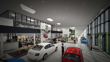 Budynek Biurowy i Serwis Skoda w Warszawie - salon sprzedaży